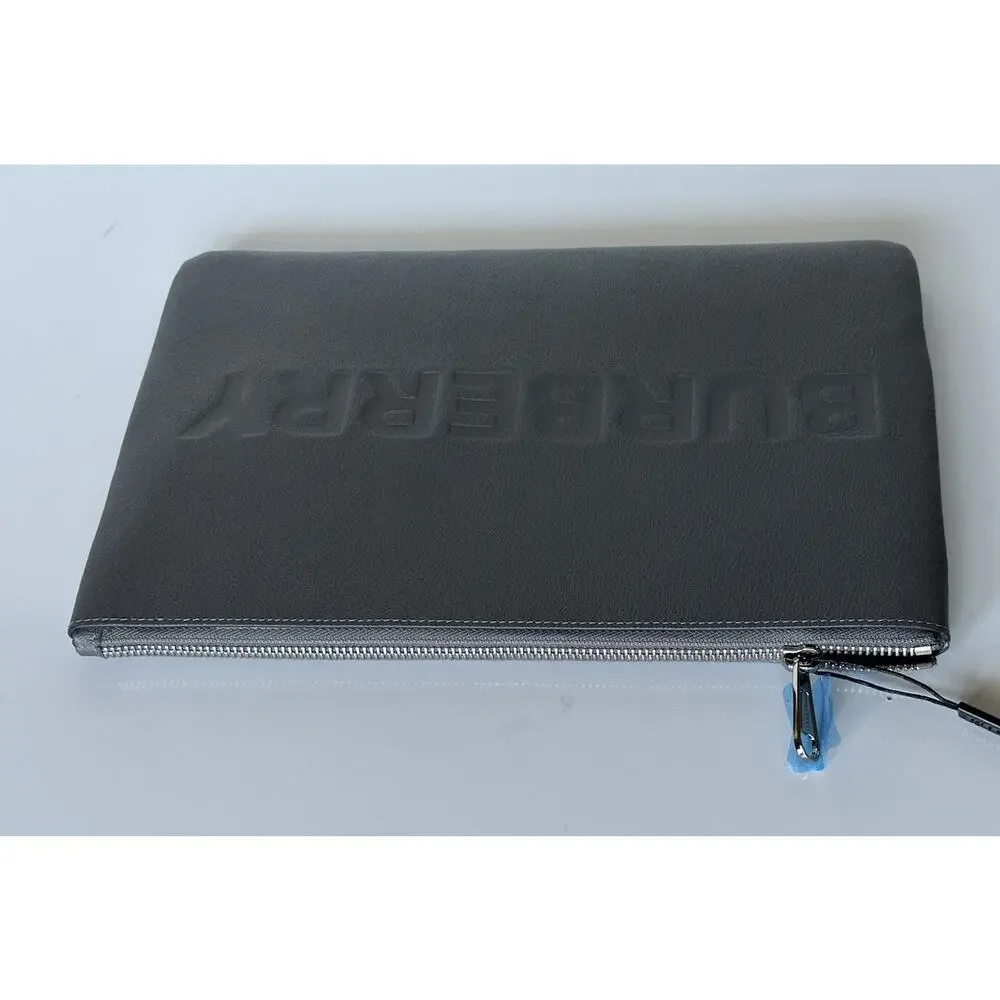 Burberry Charcoal Grey Leather Case Clutch 80528841 NWT $550